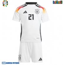 Camisa de Futebol Alemanha Ilkay Gundogan #21 Equipamento Principal Infantil Europeu 2024 Manga Curta (+ Calças curtas)